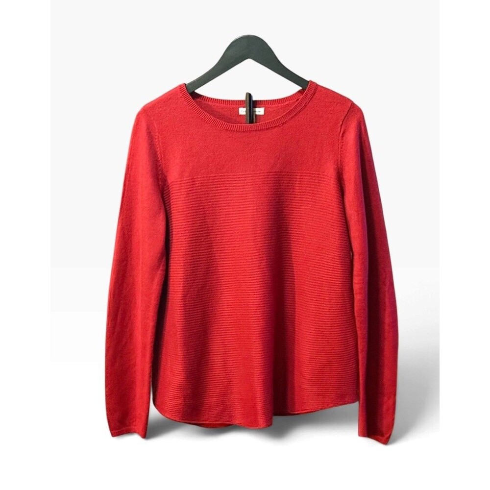 Croft & Barrow Women's Red Ribbed Knit Sweater Size M Medium Acrylic Crew Neck